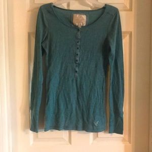 Long sleeve waffle knit top